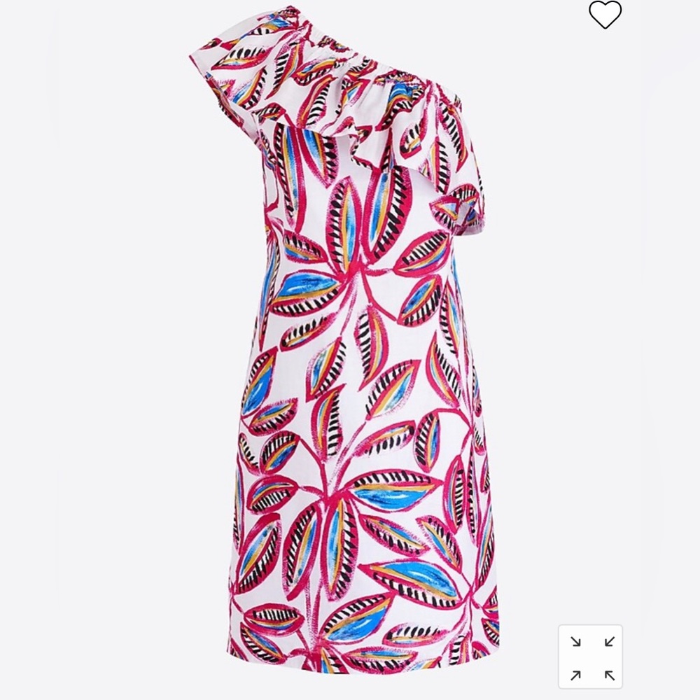 NWT J Crew J0954 One Shoulder Dress Linen Blend Ruffle Neckline Women Size Large